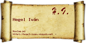 Hegel Iván névjegykártya